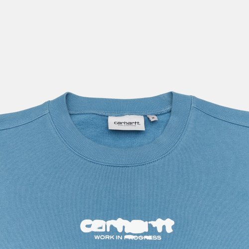 Толстовка мужская Carhartt WIP Ink Bleed Sweatshirt  артикул:I032866_vancouver_blue_white - купить в магазине Дайс