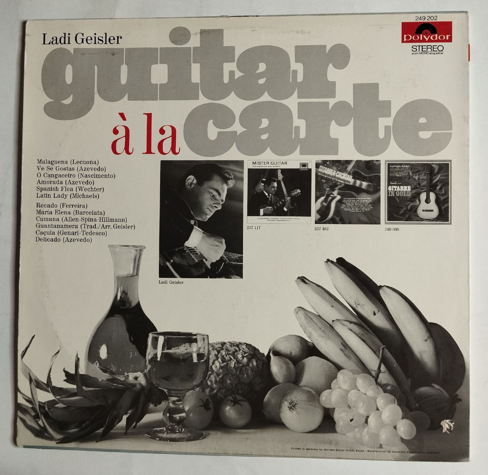 Винтажная виниловая пластинка LP Ladi Geisler Guitar A La Carte Классическая Гитара (UK 1967)