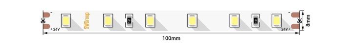 Светодиодная лента SWG 4,8W/m 60LED/m 2835SMD теплый белый 5M 005272