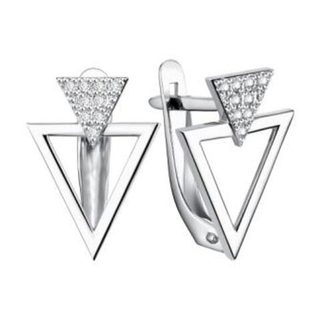Серьги из серебра с фианитами