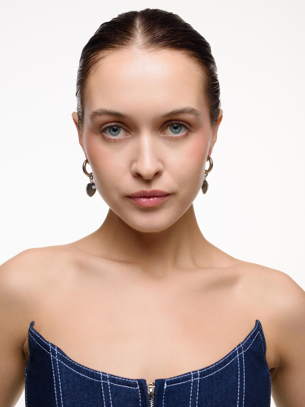 Серьги "Lovely" с лабрадором Silver