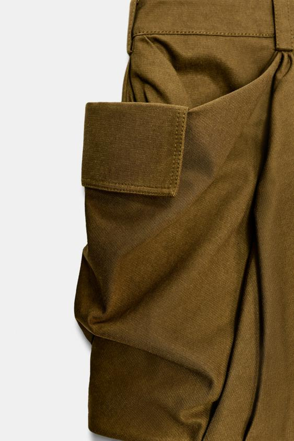 ZARA КОРОТКАЯ ЮБКА КАРГО — ZW COLLECTION, ХАКИ