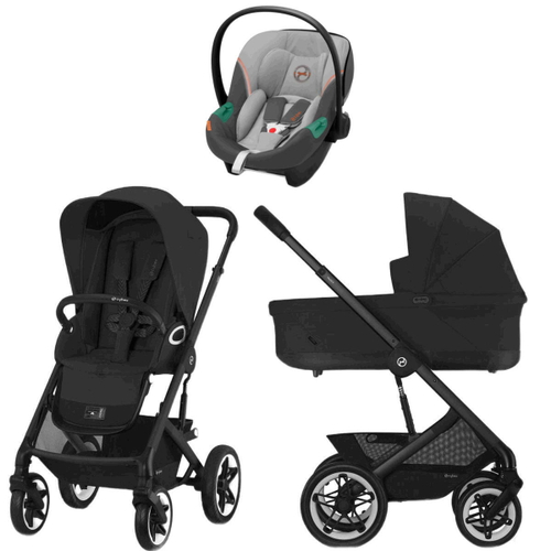 Коляска Cybex Talos S Lux BLK complete Aton S2 Lava Grey 3 в 1 Moon Black с дождевиками