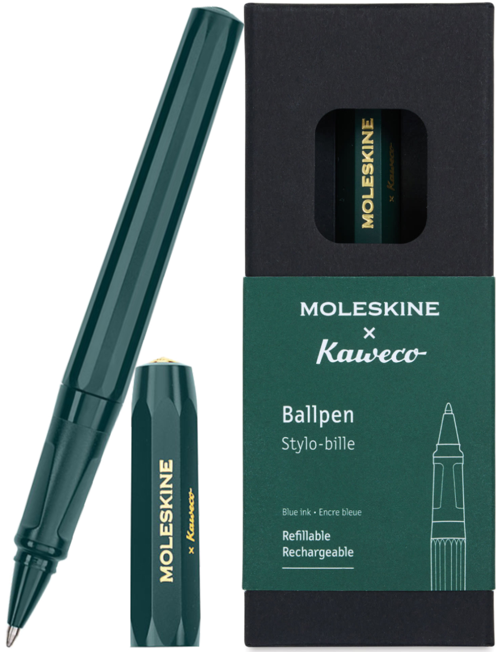 Ручка шариковая темно-зеленая MOLESKINE KAWECO (KAWBALLPENGRN) в подарочной коробке