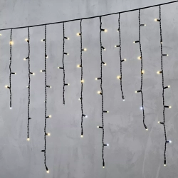 Светодиодная бахрома с колпачком 3,2*0,9 м., 168 теплых белых LED ламп, мерцание, каучуковый черный провод, LTC (LL168BLW-1-2WW)