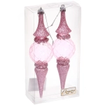 Елочные игрушки «Искры» 5*5*19 см (набор 2 шт), Розовый