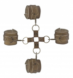 Фиксатор запястий к лодыжкам OUCH! BROWN (Цвет: коричневый)