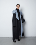 Пальто двустороннее из шерсти Берберри черно-голубой