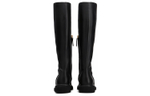 Roger Vivier Viv" Rangers Top Grain Cow Leather Knee high Boots Artistic Style Thermal Platform Metal Buckle Women"s