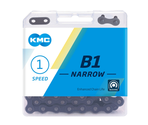 Цепь B1 NARROW 1/2"х3/32" 112зв., с замком в пластик. коробке, черная 1скор. KMC