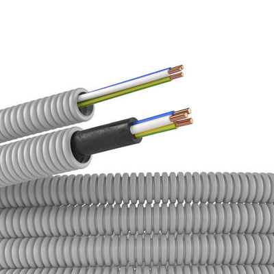Электротруба ПВХ гибкая гофр. д.16мм, цвет серый, с проводом ПуВ 3х2,5мм² РЭК "ГОСТ+", 25м