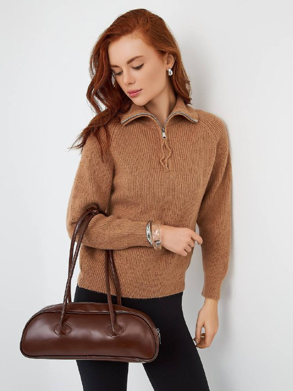 Джемпер с молнией в рубчик