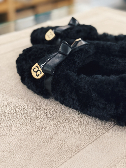 Тапочки из искуственного меха | черные