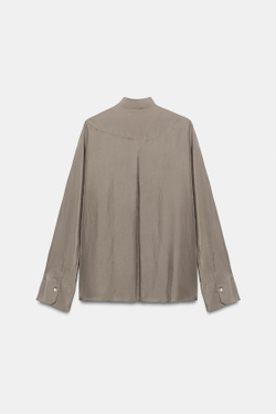 ZARA РУБАШКА ИЗ 100% ШЕЛКА — ZW COLLECTION, КОРИЧНЕВЫЙ