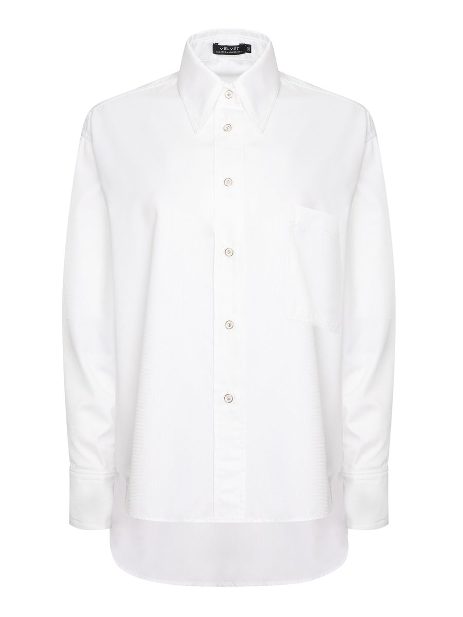 Рубашка из поплина оверсайз 1 карман белая