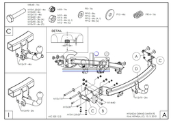Фаркоп оцинкованный Galia H094A для Hyundai Grand Santa Fe 2013(паспорт и сертификат в комплекте)(без электрики)