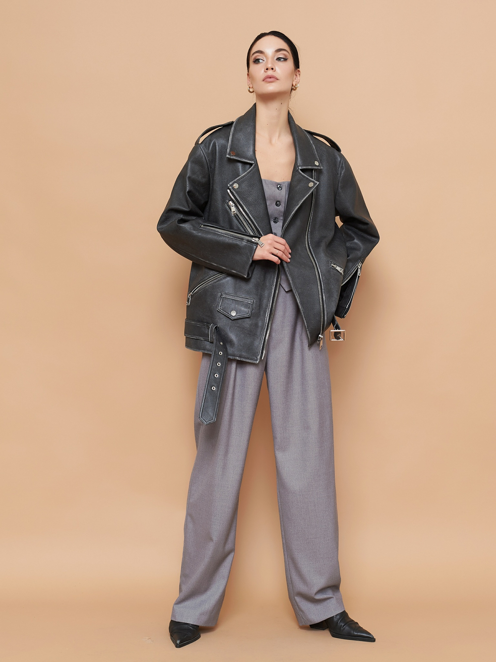 Косуха ретро черная oversize