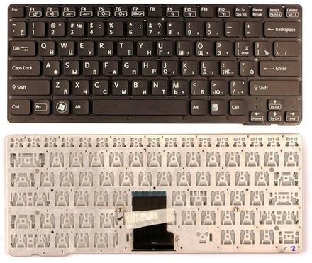 Клавиатура для ноутбука Sony Vaio VPC-CA, VPCCA, VPC-SA, VPCSA Series (Плоский Enter. Черная, без рамки)