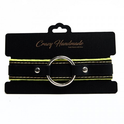 Ошейник с мягкой желтой подкладкой Crazy Handmade