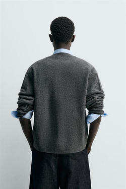 ZARA КАРДИГАН RELAXED FIT ИЗ СМЕСОВОЙ ШЕРСТИ, СЕРЫЙ