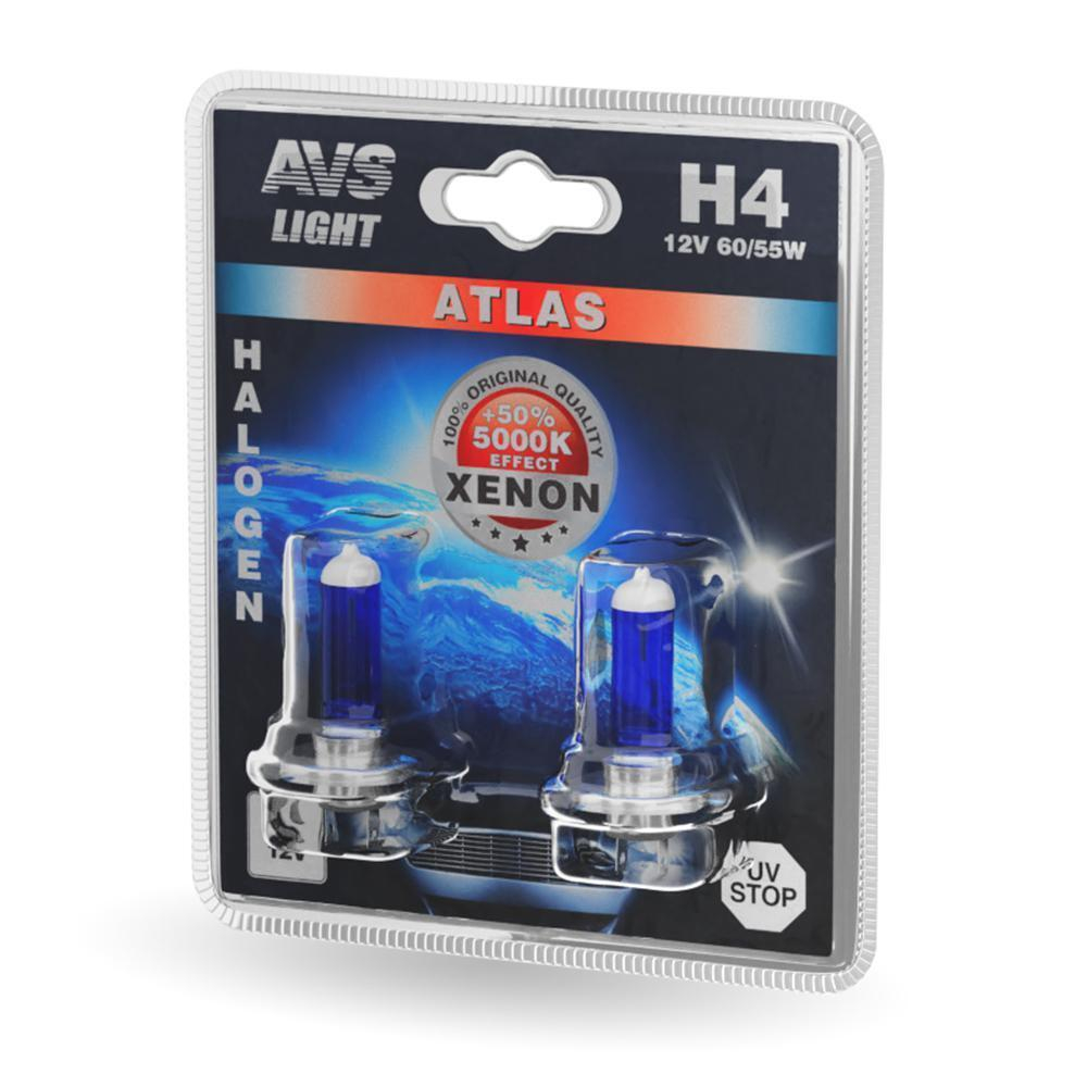 Лампа 12 В H4 60/55 Вт 5000К галогенная 2 шт. блистер Atlas AVS