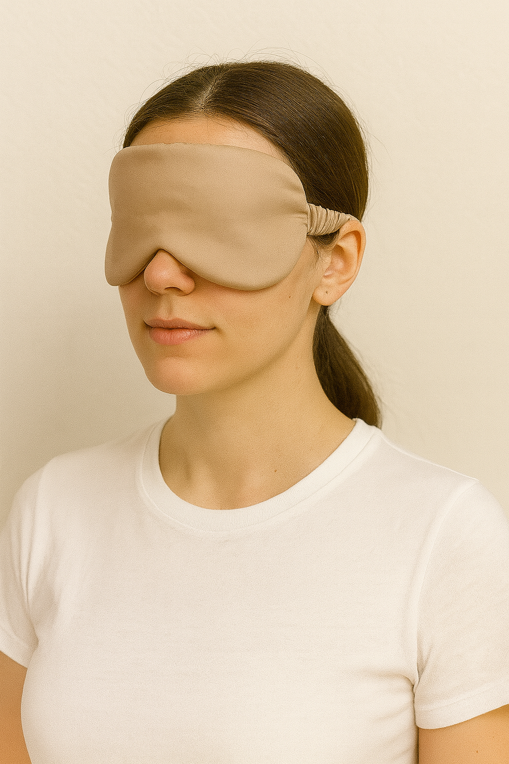 Маска для сна "Нежность", хлопок, сатин, бежевая