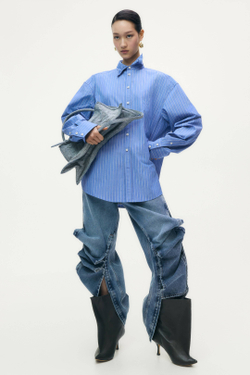 H&M - Glenn Martens Рубашка из поплина в полоску, синий