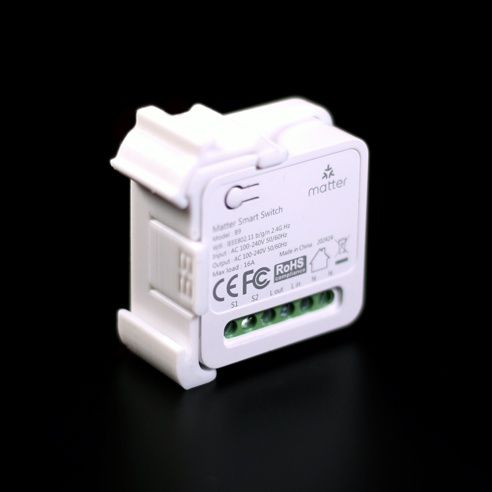 Крепление боковое для реле Matter Smart Switch B9 на динрейку, белое