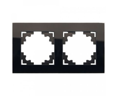 Рамка 2-местная, СТЕКЛО ГЛЯНЕЦ, серия Катрин, GFR00-7002-05, черный, STEKKER 39519