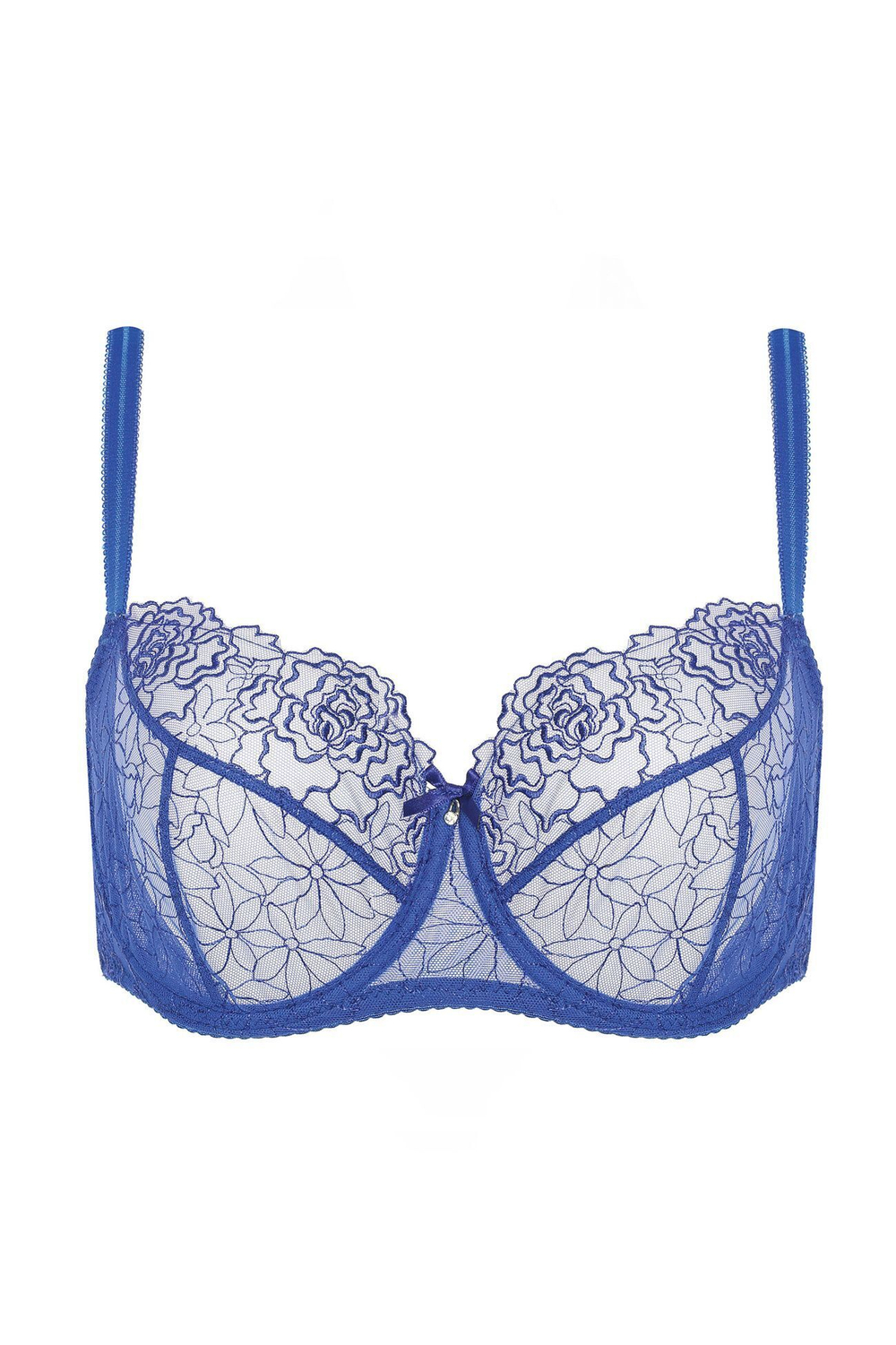 Бюстгальтер Pamela с мягкими сетчатыми чашками с вышивкой (Размер: 90F) (Цвет: синий)
