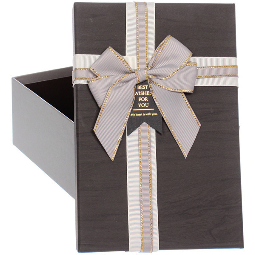 Коробка подарочная «Нежный бант» 21*14*8 см, графит