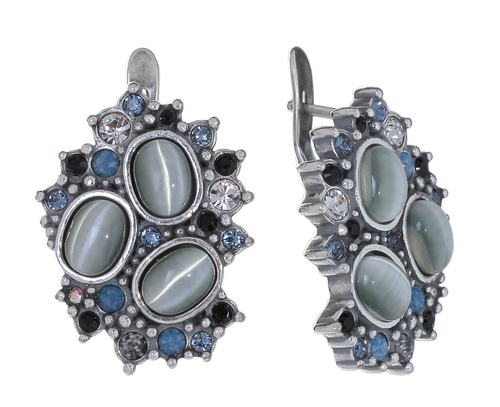 "Заале" серьги в серебряном покрытии из коллекции "Aura-X" от Jenavi  с английским замком