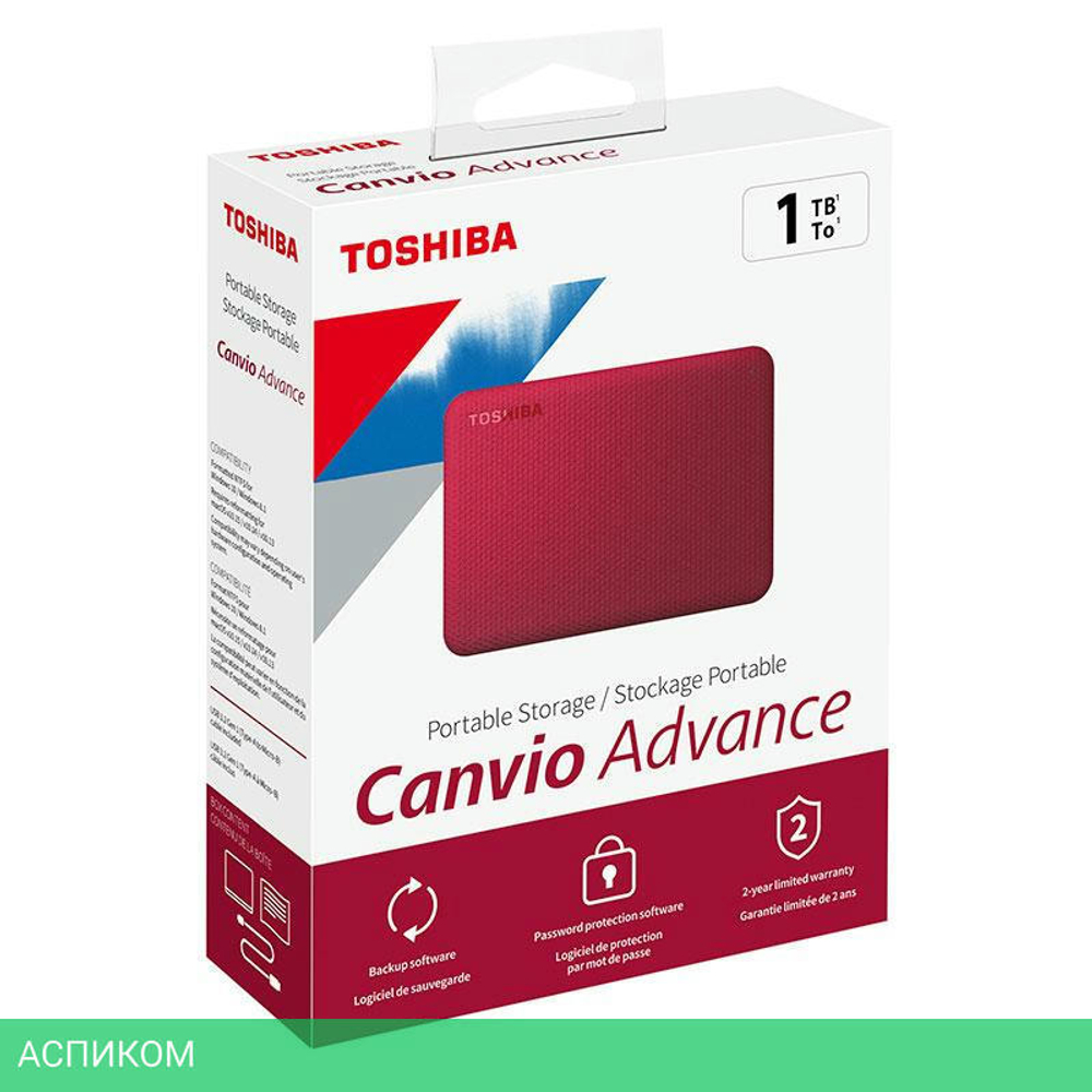 Внешний накопитель Toshiba Canvio Advance 1ТБ красный (HDTCA10ER3AA)