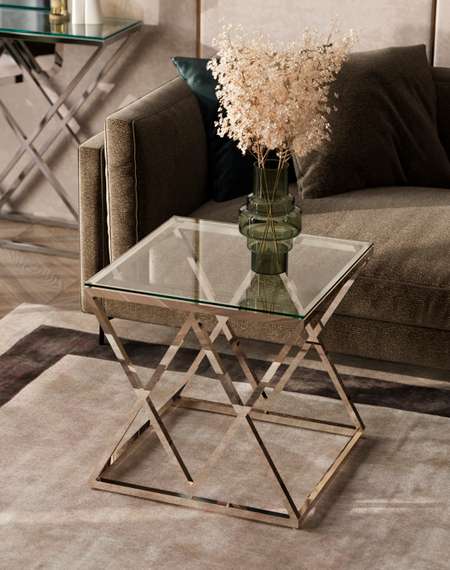 Журнальный стол 55*55 ИНСИГНИЯ серебро