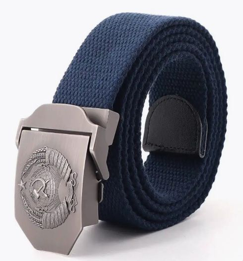 Ремень с металич. пряжкой герб - Синий