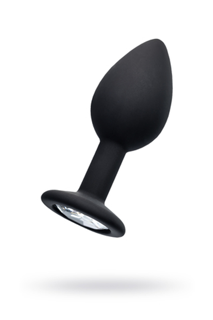 Анальная втулка POPO Pleasure by TOYFA NORMA со стразом, S, силикон, черная, 7,2 см, Ø 2,8 см, 25 г