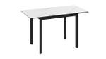 Стол кухонный обеденный раздвижной Черный муар/Керамика матовая белый мрамор 90(130)х65х75 см
