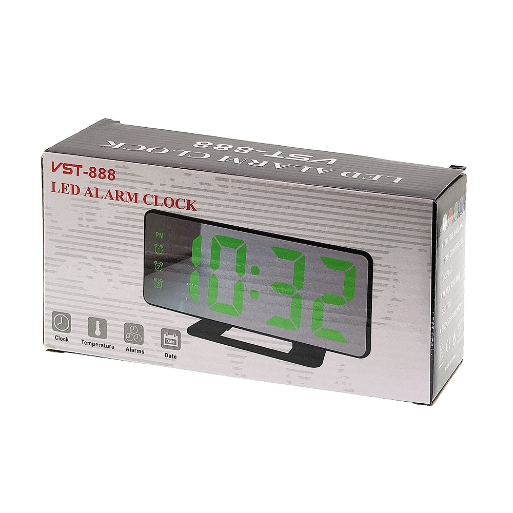 Часы зеркальные VST-888-5 синие свечение