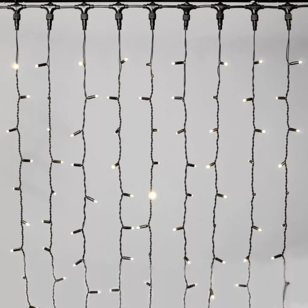 Светодиодный занавес 2*2 м., 400 LED, тепло-белый, статика, черный провод каучук, LTC (ECO402-1-2WW)
