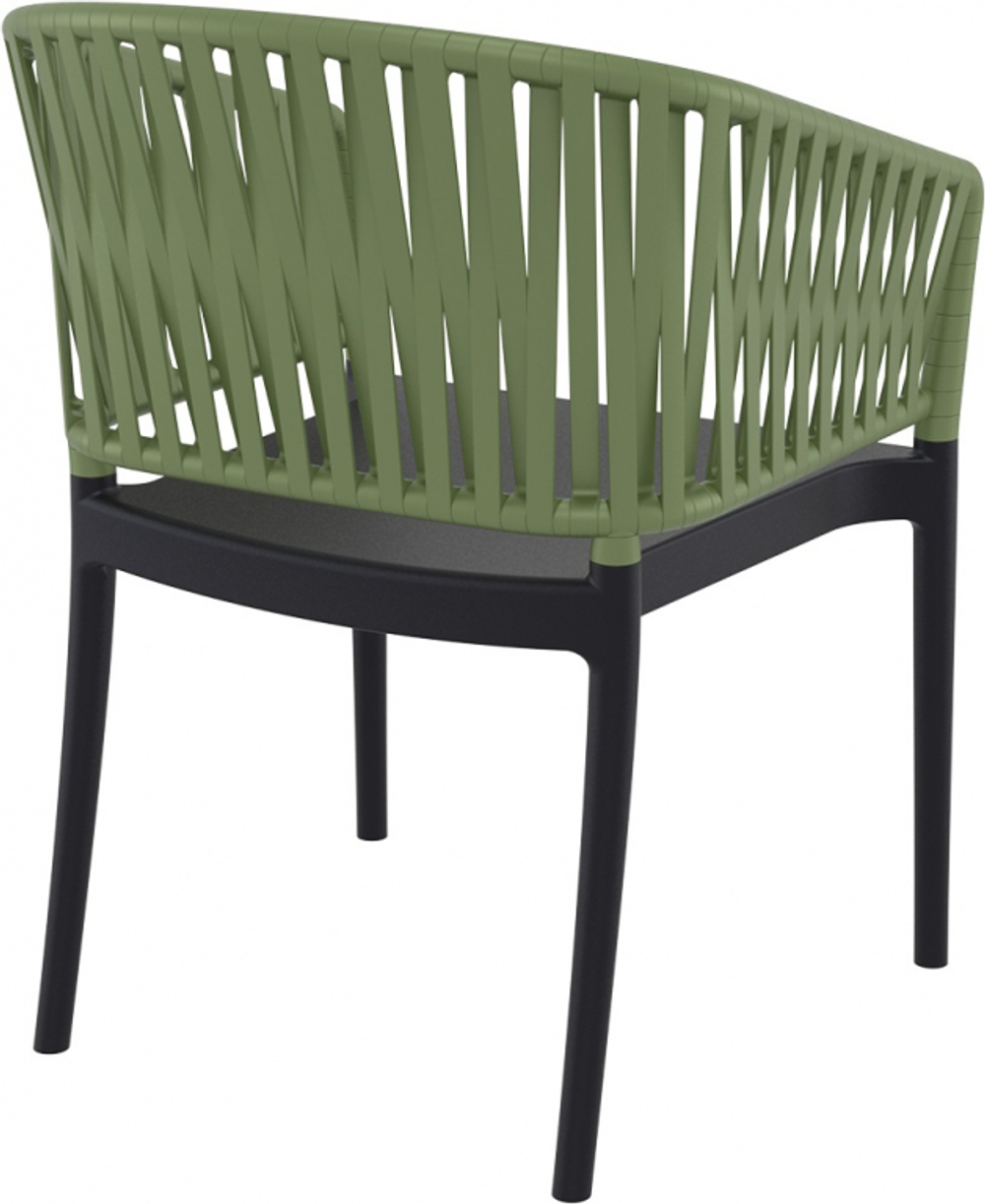 Кресло пластиковое Siesta Contract Portofino, черный, оливковый