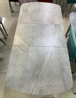 Стол разд Пластиковый подстолье прямое хром Царг.пояс бетон темный Ст-ца каспий серый (кам.т)