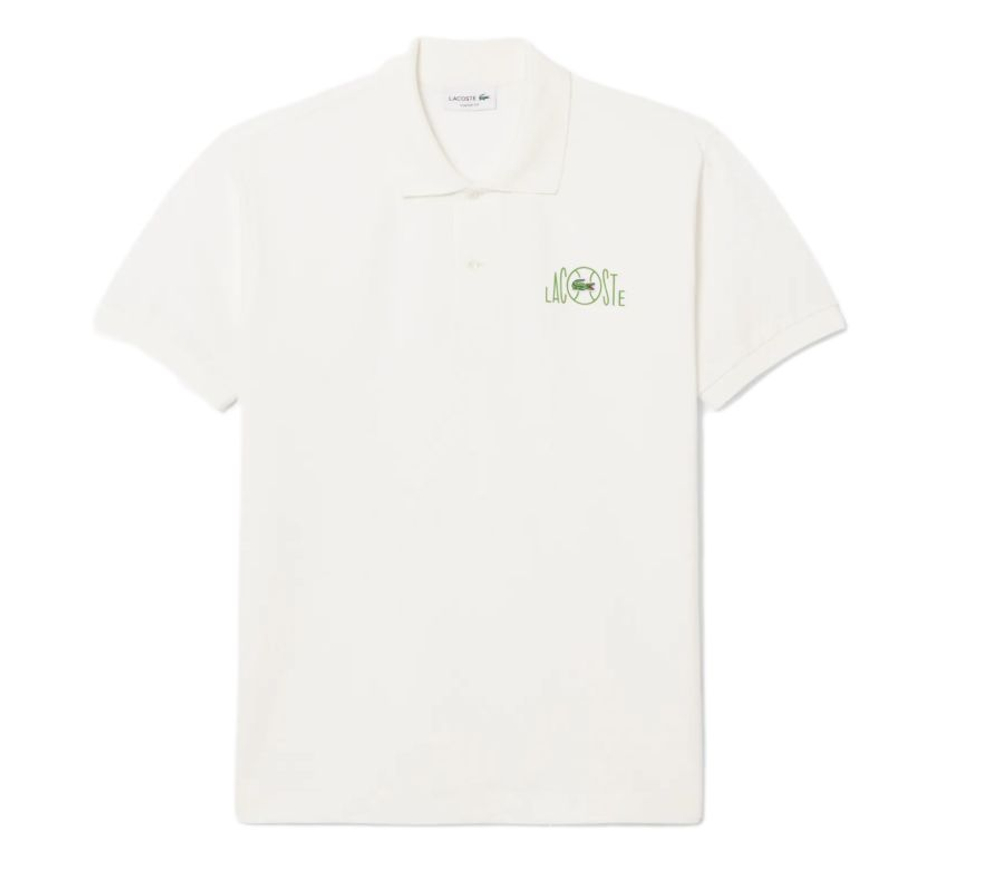 Теннисное поло Lacoste Classic Fit Graphic Branding - flour