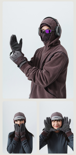 Перчатки Nothomme Blue Winter New Knitted Fleece Anti-Static Water-Repellent Color-Block Thick Gloves”