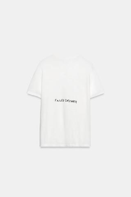 ZARA ФУТБОЛКА ФЛАМЕ С НАДПИСЬЮ, БЕЛЫЙ