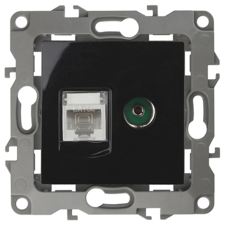Розетка ЭРА Серия 12 12-3110-06 комбинированная RJ45+TV IP20 чёрный