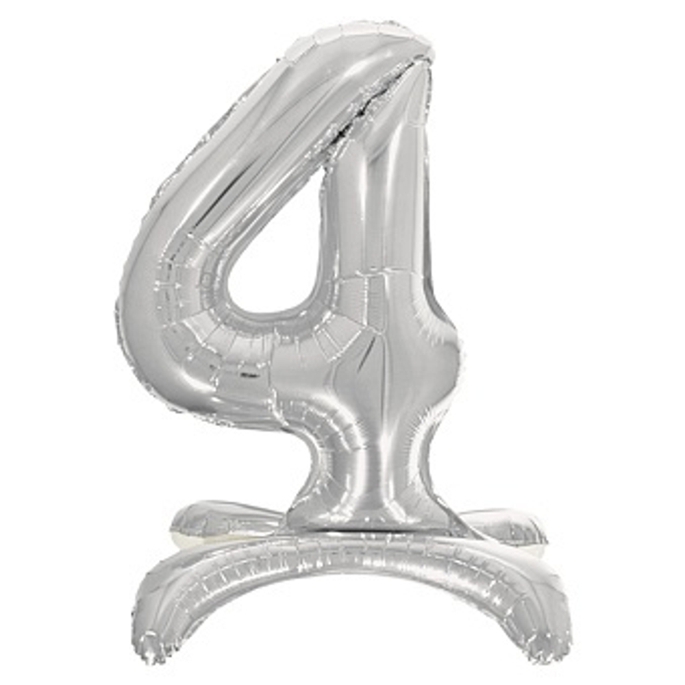 К Цифра 4 на подставке Серебро 32''/81 см.