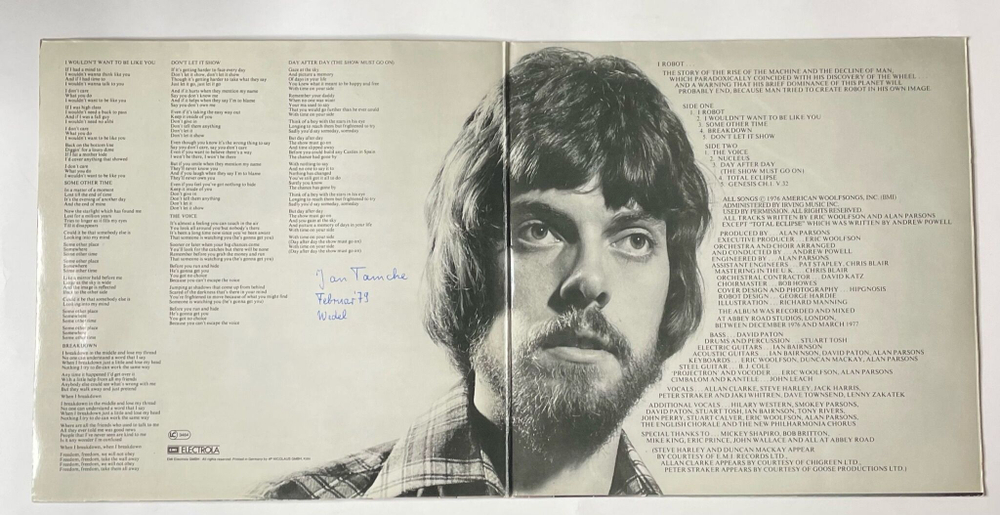 Винтажная виниловая пластинка LP The Alan Parsons Project I Robot (Germany 1977) Nucleus