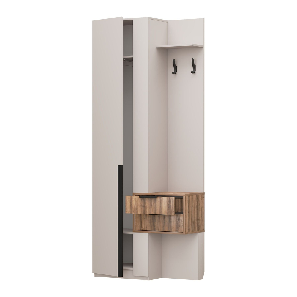 Прихожая с вешалкой и ящиками Кашемир/Авелано Чарли левый 90х35х220 см