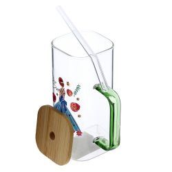 GAEM Кружка с крышкой и трубочкой, 350 мл, L9,5 W6 H18 см, 4в.