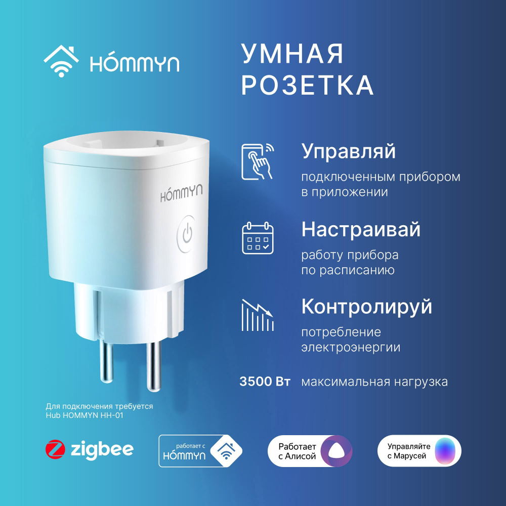 Комплект три умные розетки и хаб HOMMYN SP3HOMKIT07